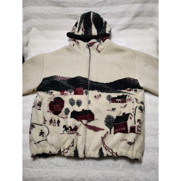 VTG Denali Reversible Hooded Jacket Winter Village / Dark Green Size L Women's - Picture 1 of 14